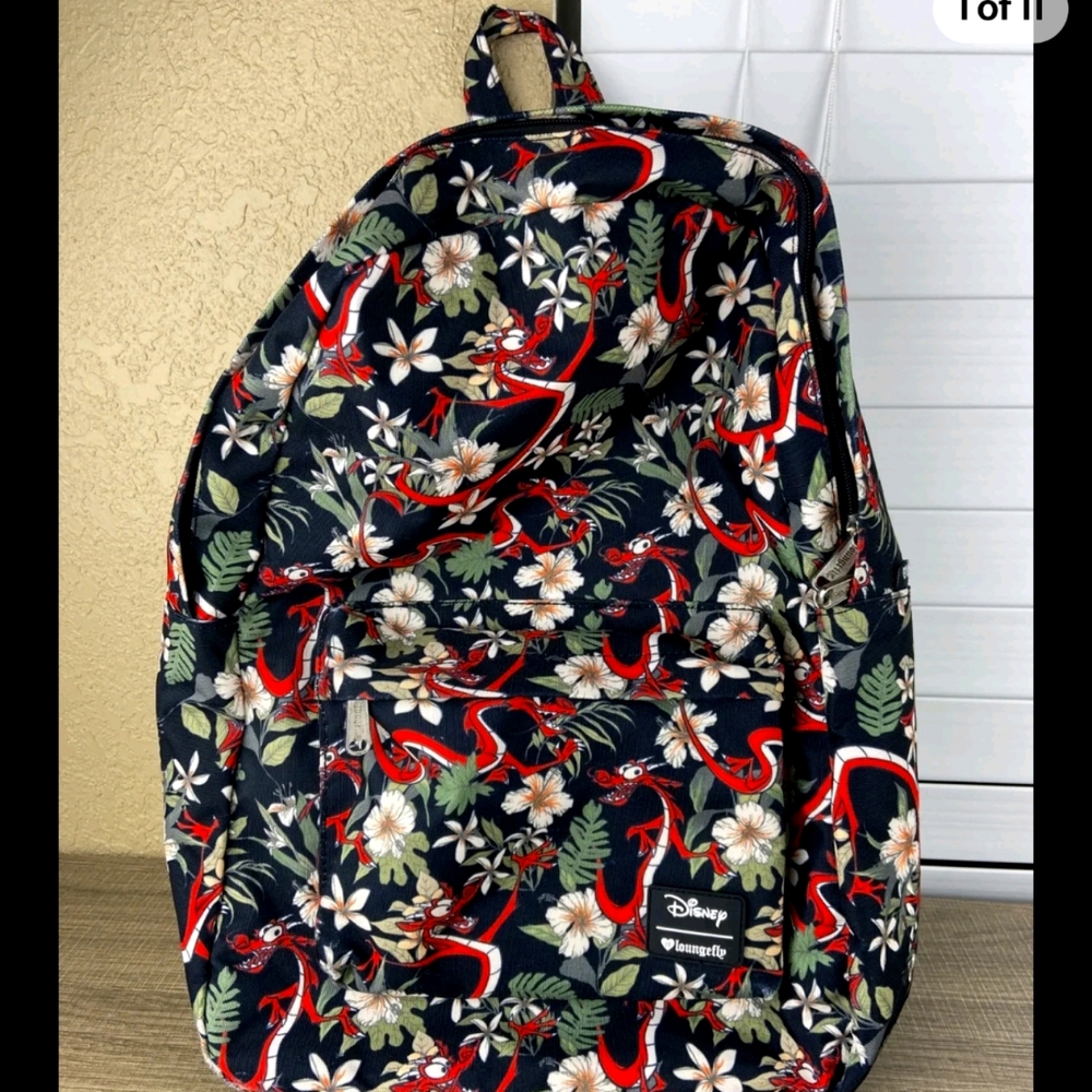 Disney's Mulan mushu floral backpack rare